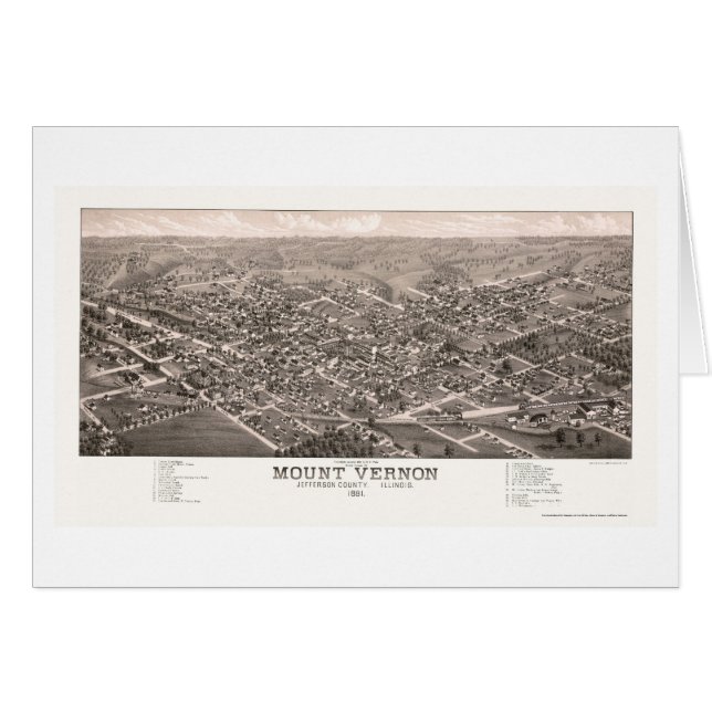 Mount Vernon, panoramische Karte IL - 1881 (Vorderseite (Horizontal))