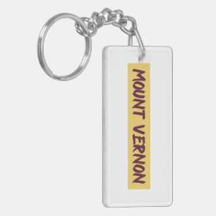 Mount Vernon Text Base Design auf gelbem Hintergru Schlüsselanhänger