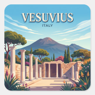 Mount Vesuvius Naples Italy Quadratischer Aufkleber