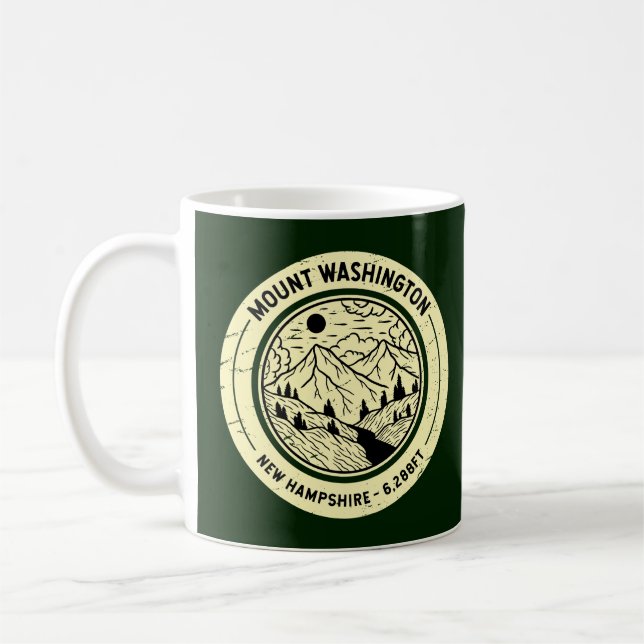 Mount Washington New Hampshire Wandern Ski Retro Kaffeetasse (Links)
