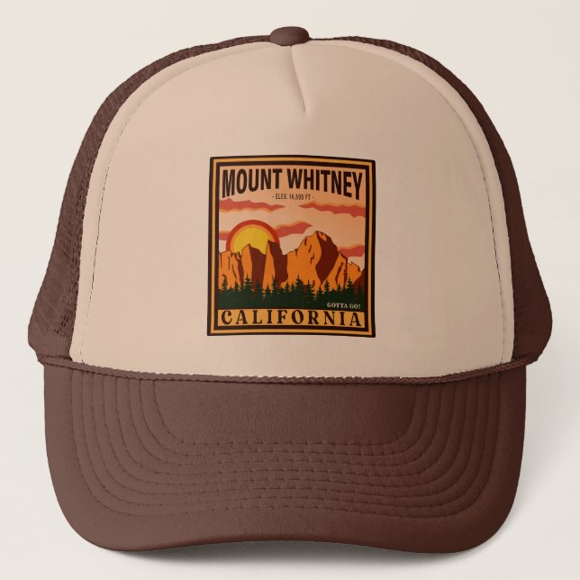 Mount Whitney California Sierra Nevada Vintag Truckerkappe (Vorderseite)