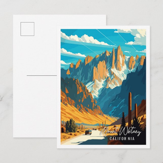 Mount Whitney California Vintage Postkarte (Vorne/Hinten)
