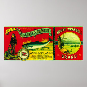 Mount Wrangell Lachs Can LabelAlimak, AK Poster