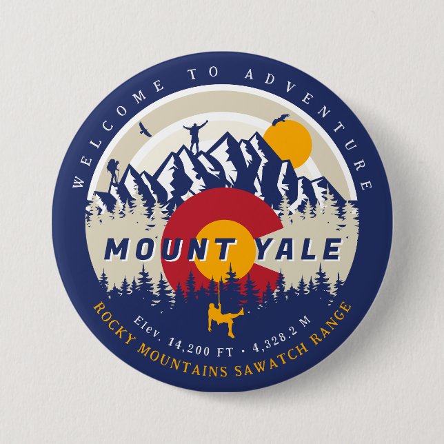 Mount Yale Colorado Flag 14ers Fourteener Klettern Button (Vorderseite)