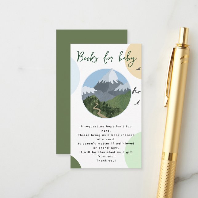 Mountain Adventure Baby Shower Books for Baby Begleitkarte (Vorderseite/Rückseite Beispiel)