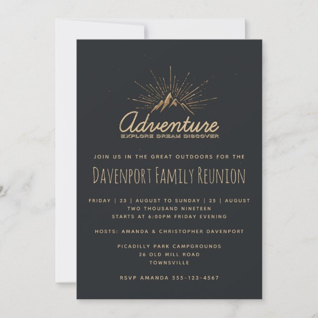 Mountain Adventure Rustic Family Wiedersehen Einla Einladung (Vorderseite)