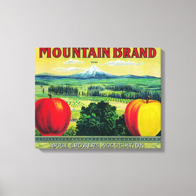 Mountain Apple Crate LabelHood River, OR Leinwanddruck (Vorderseite)