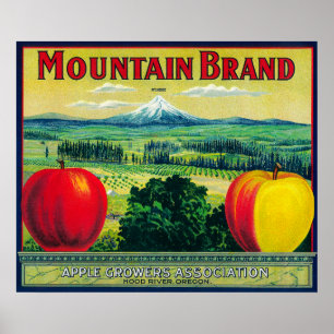 Mountain Apple Crate LabelHood River, OR Poster