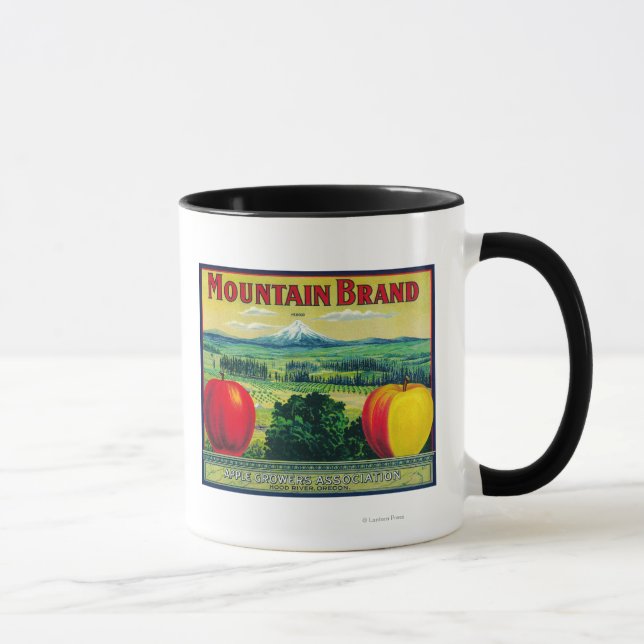 Mountain Apple Crate LabelHood River, OR Tasse (Rechts)