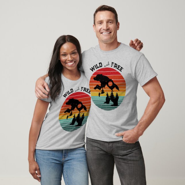 Mountain Bear Silhouette Retro Wild kostenlos T-Shirt (Unisex)