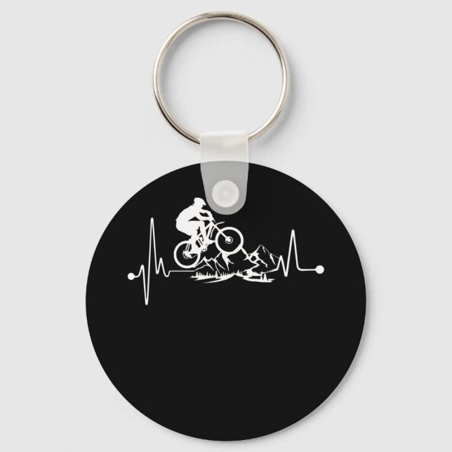 Mountain Bike Heartbeat Cute Biking Heartbeat Schlüsselanhänger (Vorderseite)