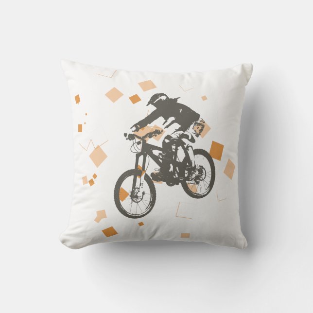 Mountain bike Rider Jump Pillow orange Design Kissen (Vorderseite)