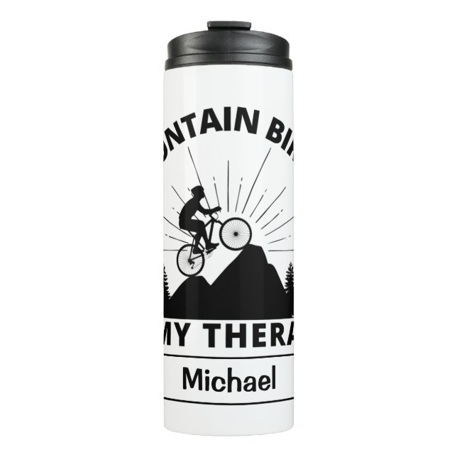 Mountain Biking ist meine Therapie Thermal Tumbler Thermosbecher (Vorderseite)