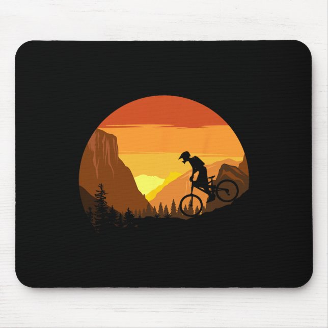 Mountain Biking Retro Sunset Trail Rider  Mousepad (Vorne)