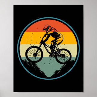 Mountain Biking Retro Vintage Landscape Mtb Rider  Poster