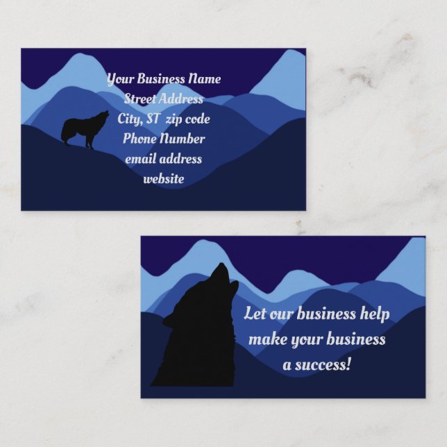 Mountain Blue Wolf 2 Side Business Card Visitenkarte (Vorne/Hinten)