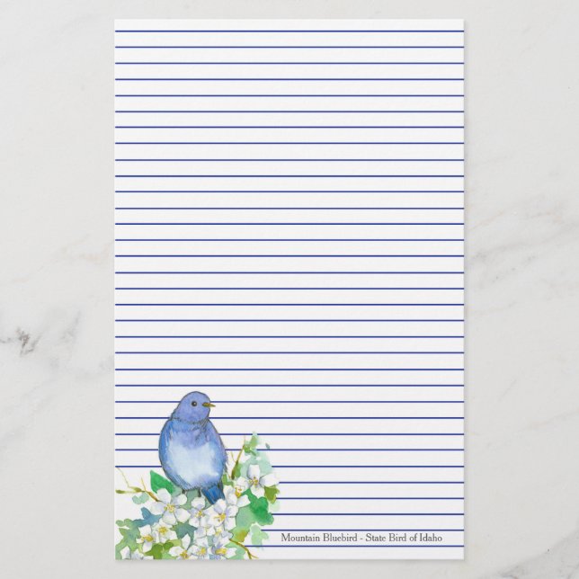 Mountain Bluebird Staat Bird of Idaho Blue Lined Briefpapier (Vorderseite)