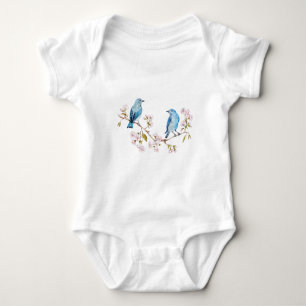 Mountain Bluebirds auf der Zweigstelle Sakura Baby Strampler