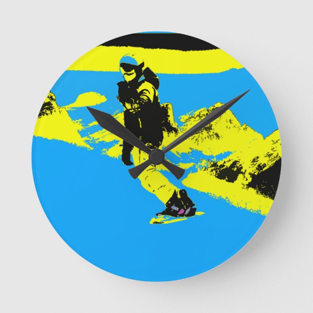 Mountain Boarding - Snowboarder   Runde Wanduhr (Vorderseite)