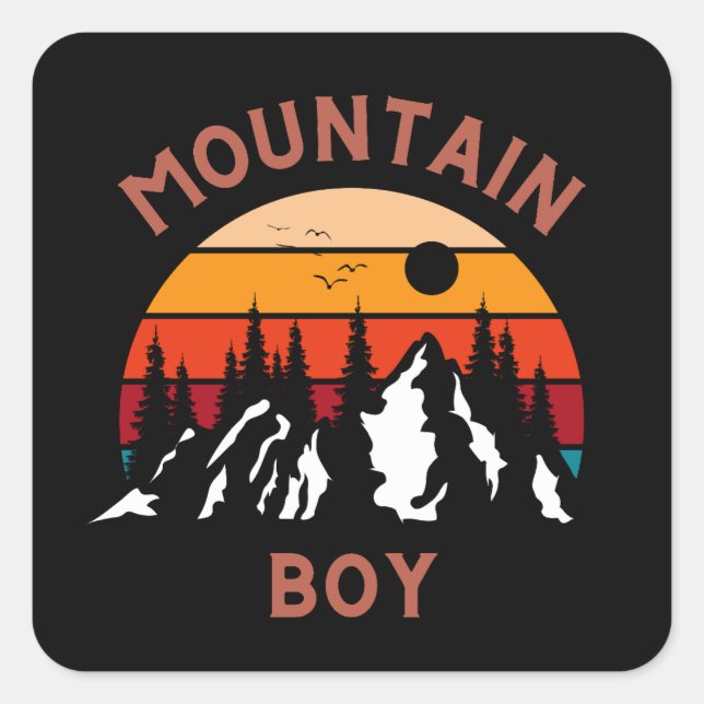 Mountain Boy Quadratischer Aufkleber (Vorderseite)