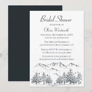 Mountain Brautparty Bäume Natur Schwarz Grau Einladung