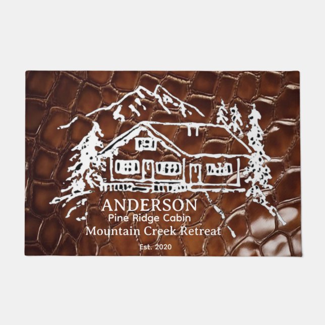 Mountain Cabin Faux Crocodile Leather Doormat Fußmatte (Vorderseite)