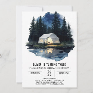 Mountain Campfire Camper Geburtstag Einladung