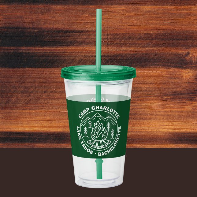 Mountain Campfire Green Camp Bachelorette Acryltrinkbecher (Mountains Campfire Green Camp Bachelorette Acrylic Tumbler
)