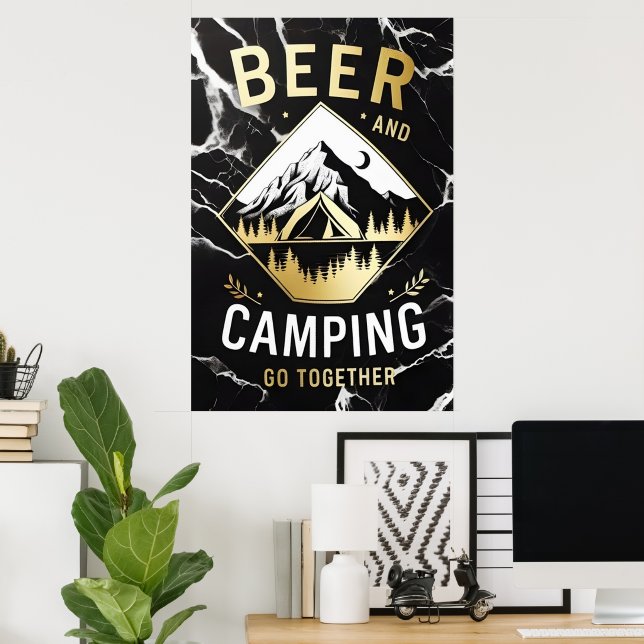 Mountain Camping & Beer Poster (Heimbüro)