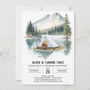 Mountain Campout Abenteuer Geburtstag Einladung