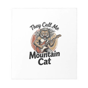 Mountain Cat Vintage Engraving Rock Grafik T-Shirt Notizblock