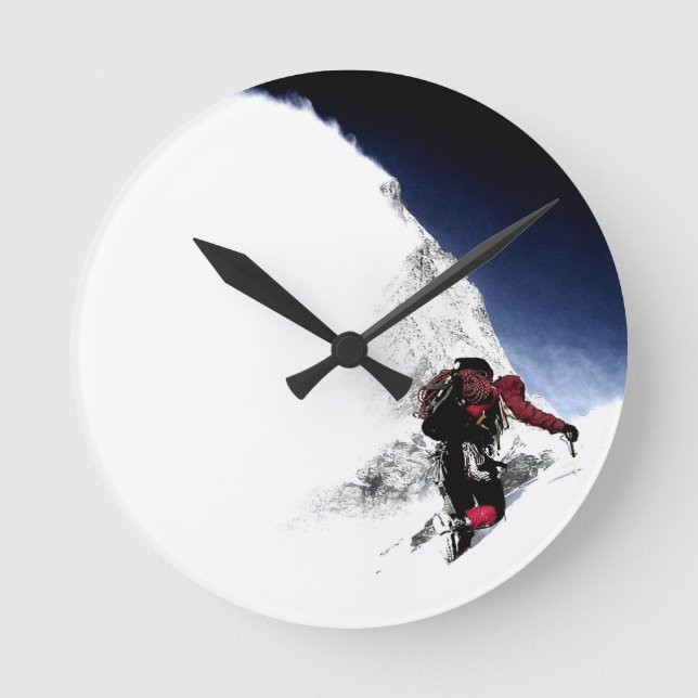Mountain Climber Extreme Sports Runde Wanduhr (Vorderseite)