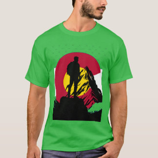 Mountain Climber Silhouette in Front of Colorado F T-Shirt
