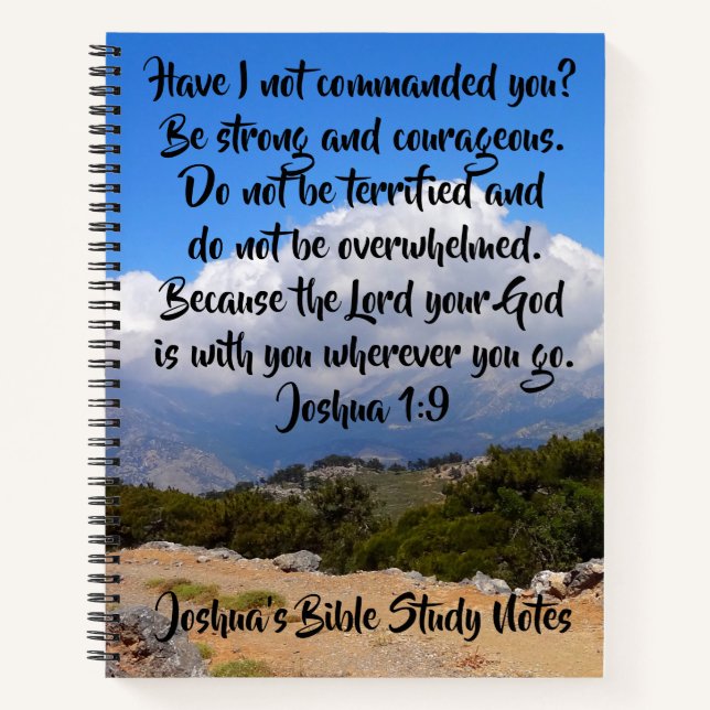 Mountain Cloud Joshua 1:9 anpassbare Bibelverse Notizbuch (Vorderseite)