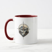 Mountain Compass Vintage-Abenteuer-Zweitön-Becher