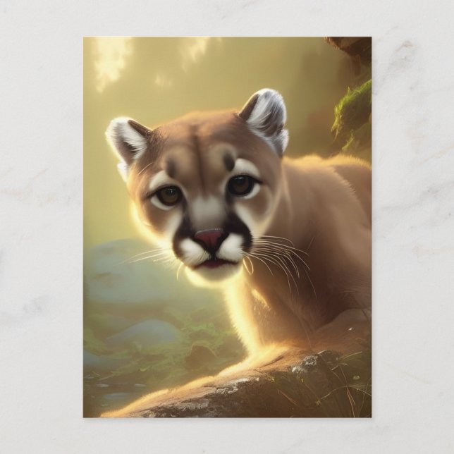 Mountain Cougar Wildlife Portrait Postkarte (Vorderseite)