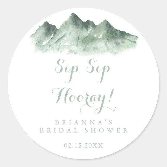 Mountain Country Sip Sip Hooray Brautparty Runder Aufkleber (Vorderseite)