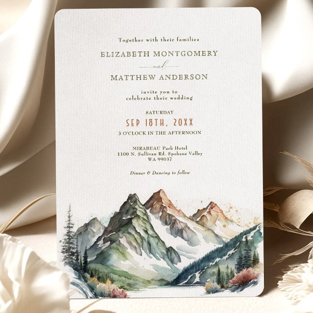 Mountain Destination Wedding Invitation Aquarelle (Créateur téléchargé)