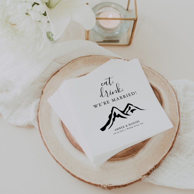 Mountain Eat Drink Wir sind Verheiratet Hochzeit Serviette (Von Creator hochgeladen)