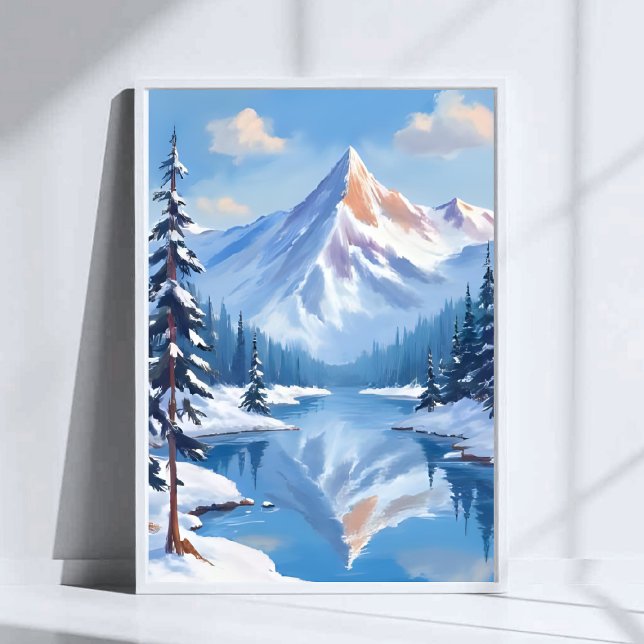 Mountain Escape | Winter Snow Watercolor Nature Poster (Von Creator hochgeladen)