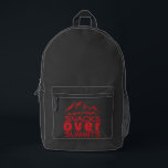 Mountain Explorer Hiking Backpack Bedruckter Rucksack<br><div class="desc">Hey there, adventurer! Want a backpack that's as awesome as you? Take a peek at this super stylish black hiking backpack! The bright orange side panels really make it stand out, and the mountain design on the front pocket with "Snacks Over Summits" is just the coolest! It's seriously lightweight, so...</div>