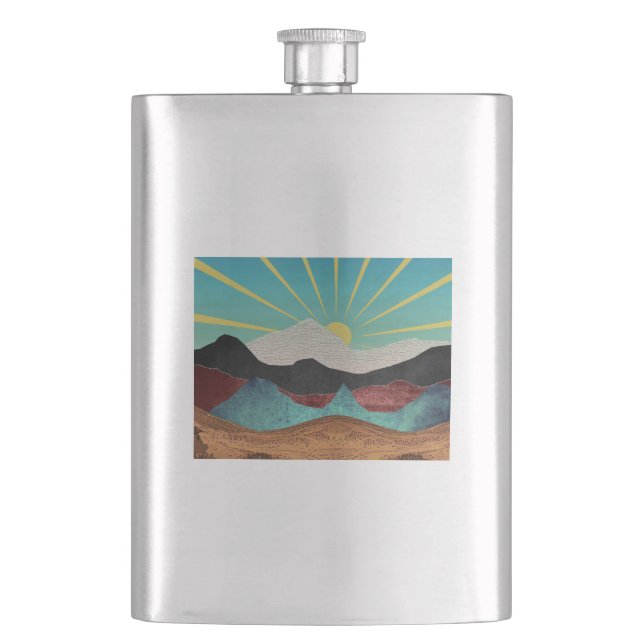 Mountain Fantasy Sunrise Flachmann (Vorderseite)