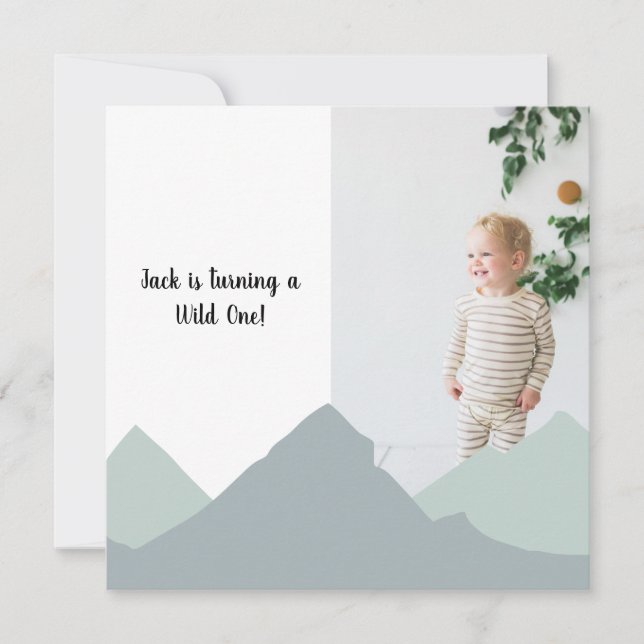 Mountain First Birthday Photo Invitation (Devant)