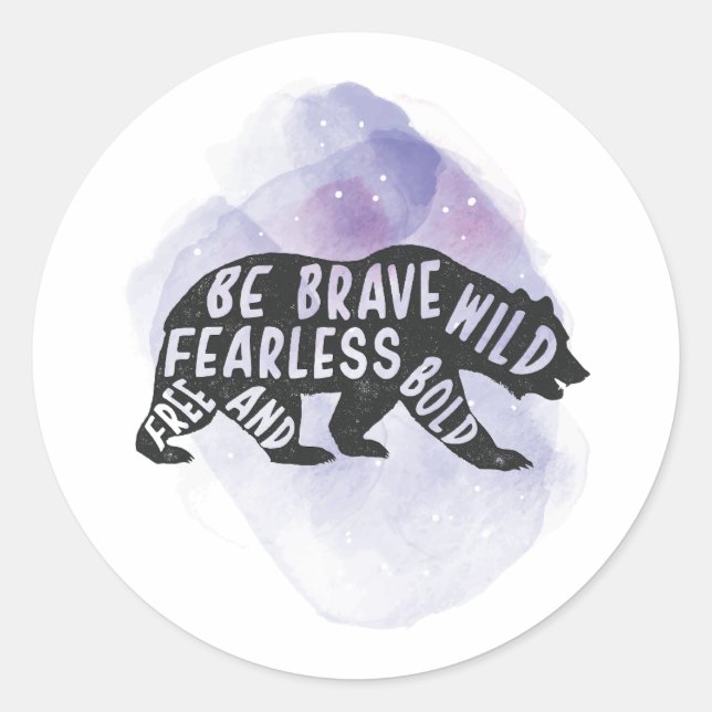 Mountain Forest Bear Lover Silhouette Runder Aufkleber (Vorderseite)