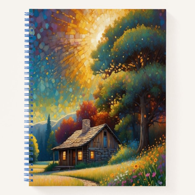 Mountain Forest Cabin Art Notizbuch (Vorderseite)