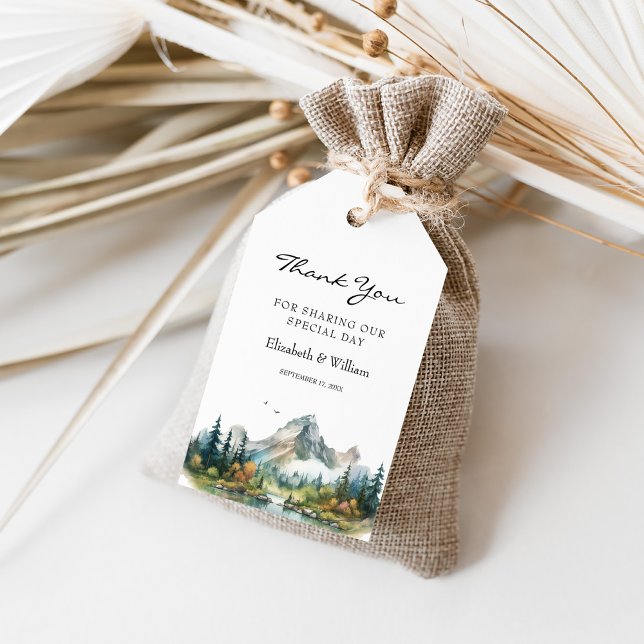 Mountain Forest Evergreen Tree Gastgeschenk Hochze Geschenkanhänger (Mountain Forest Evergreen Tree Wedding Favor Gift Tags)