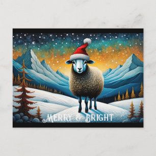 Mountain Forest Niedlich Baby Sheep Weihnachtsfeie Postkarte