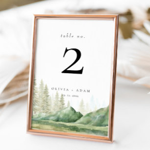 Mountain Forest Rustic Numéro de Mariage Carte de 