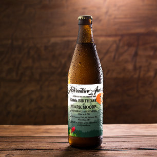 Mountain & Forest Sunset Einladung zum Geburtstag Weinetikett