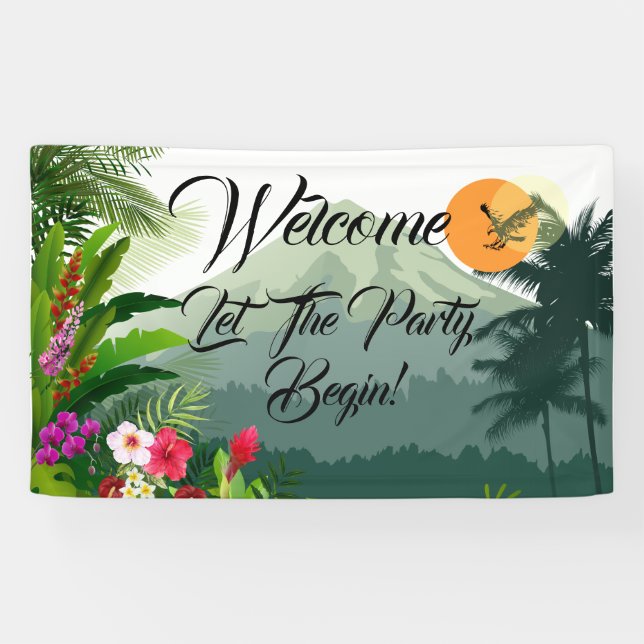 Mountain & Forest Sunset Geburtstag Banner (Horizontal)